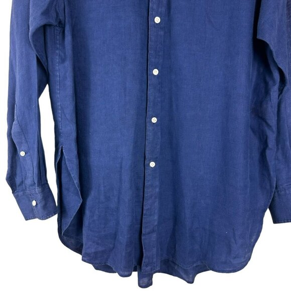 Polo Ralph Lauren Blue Linen Casual Button-Down Long sleeve Shirt Size 12 - Picture 5 of 13